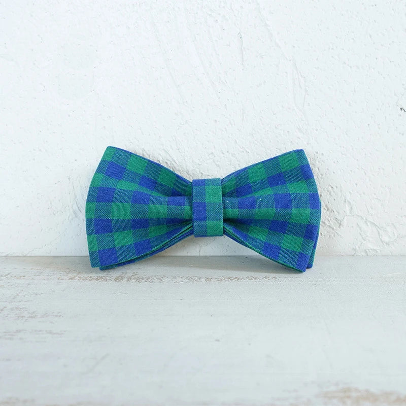 Green Blue Plaid Dog Bowtie Pets Collar Accessory Puppy Cat Pet Supplies Grooming Tools Dogs Dismountable Ornamental Bow Ties - Dogy