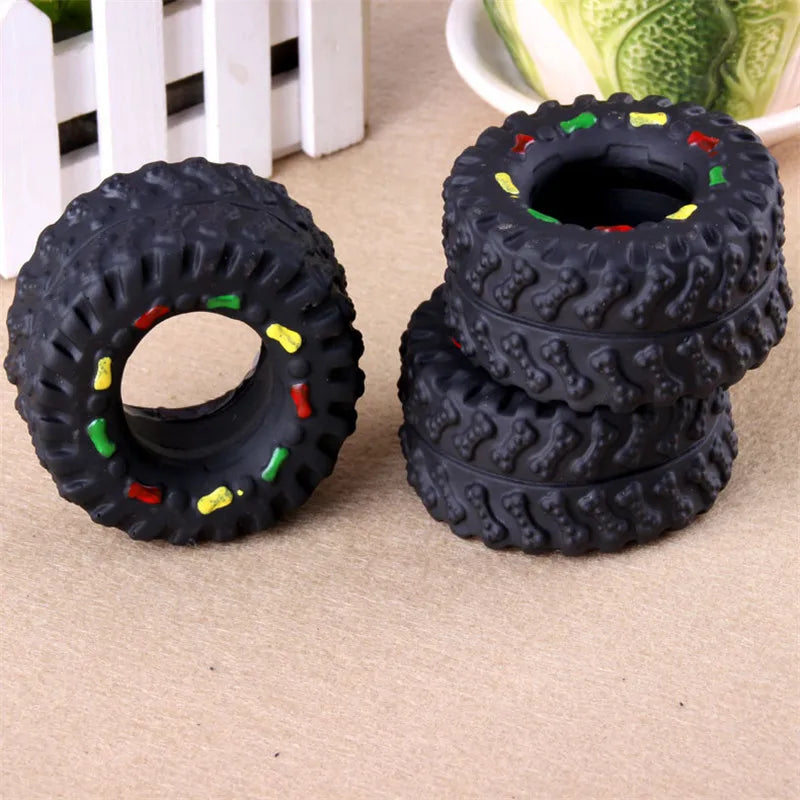 Rubber Tires Shape Pet Cat Dog Toys For Small Dogs Squeaky Kedi Puppy Toy For Dogs Cats Chew Dogs Pets Toys Supplies Jouet Chien - Dogy