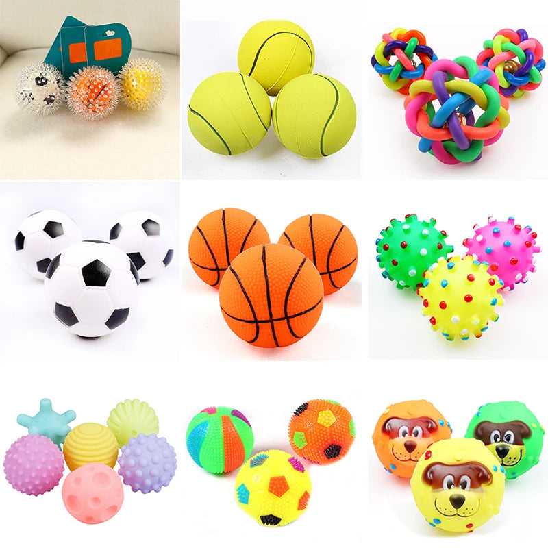 1pcs Diameter 6cm Squeaky Pet Dog Ball Toys for Small Dogs Rubber Chew Puppy Toy Dog Stuff Dogs Toys Pets brinquedo cachorro - Dogy