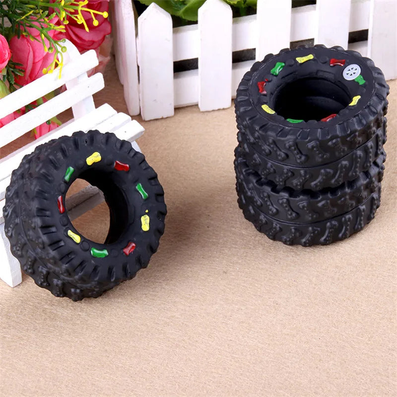 Rubber Tires Shape Pet Cat Dog Toys For Small Dogs Squeaky Kedi Puppy Toy For Dogs Cats Chew Dogs Pets Toys Supplies Jouet Chien - Dogy