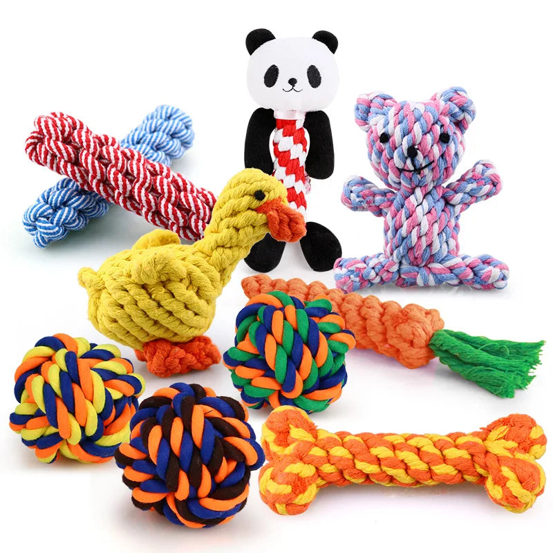 1pcs Bite Resistant Pet Dog Chew Toys for Small Dogs Cleaning Teeth Puppy Cat Rope Knot Ball Toy Playing mascotas Accessories Dogy