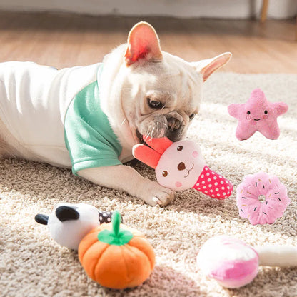 Interesting French Bulldog Pet Chew Toys for Small Dogs Squeaky Plush Puppy Dog Cat Toys Teeth Clean mascotas Supplies Drumstick - Dogy