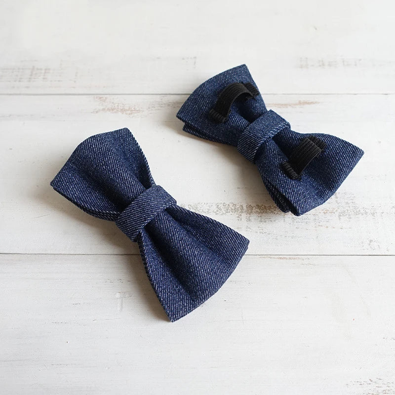 Dark Jean Fiber Claw Dog Bowtie Pet Collar Accessory Puppy Cat Pet Supplies Grooming Tools Dogs Dismountable Ornamental Bow Ties Dogy