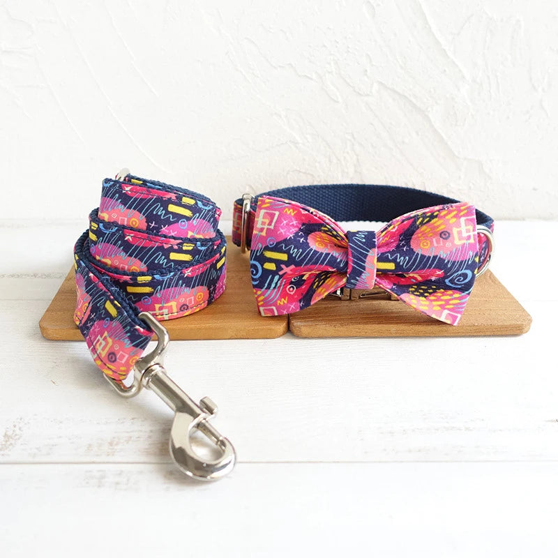 Graffiti Dog Bowtie Pet Collar Accessory Puppy Cat Pet Supplies Grooming Tools Dogs Dismountable Ornamental Bow Ties Dogy