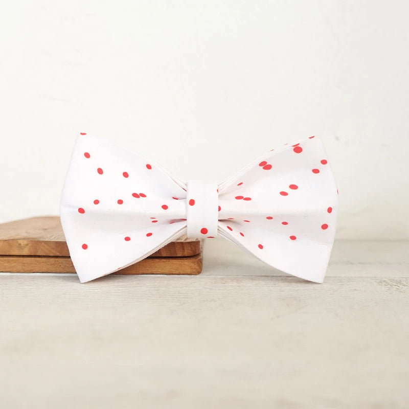 White Red Dot Dog Bowtie Pet Collar Accessory Puppy Cat Pet Supplies Grooming Tools Dogs Dismountable Ornamental Bow Tie Dogy