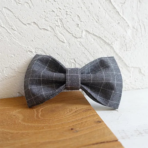 Grey Plaid Dog Bowtie Pets Collar Accessory Puppy Cat Pet Supplies Grooming Tools Dogs Dismountable Ornamental Bow Ties Dogy