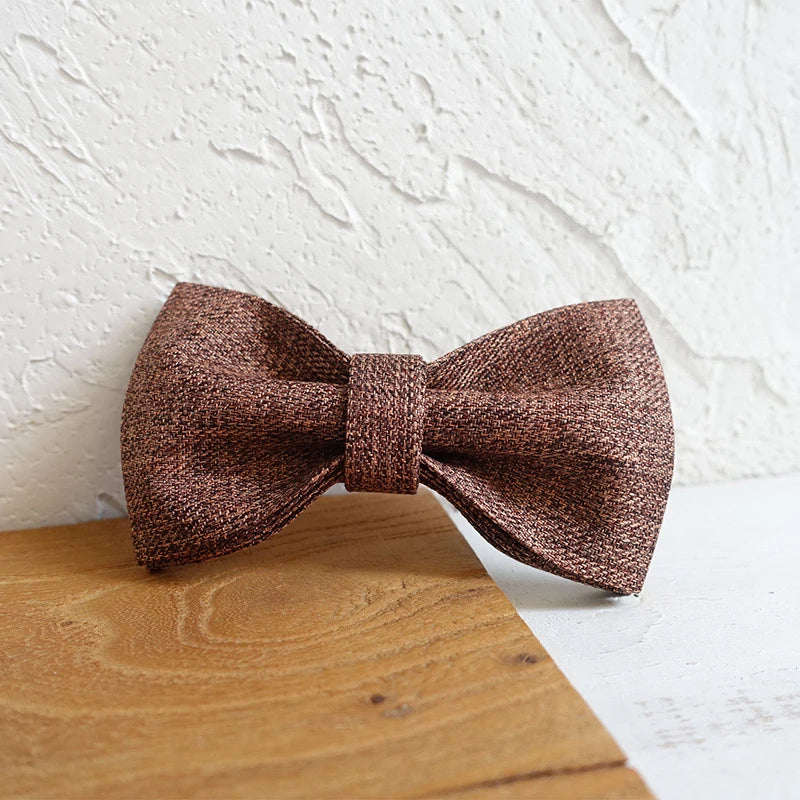 Brown Suit Linen Dog Bowtie Pet Collar Accessory Puppy Cat Pet Supplies Grooming Tools Dogs Dismountable Ornamental Bow Tie Dogy