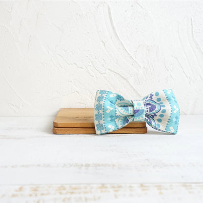 Blue Ethnic Linen Dog Bowtie Pet Collar Accessory Puppy Cat Pet Supplies Grooming Tools Dogs Dismountable Ornamental Bow Ties Dogy