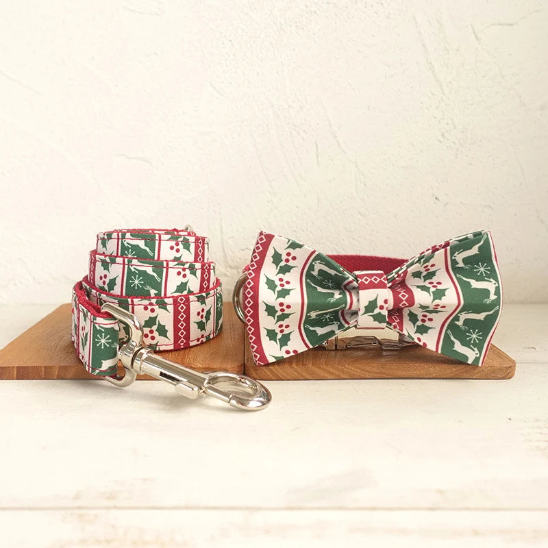 Christmas Deer Mistletoe Dog Bowtie Collar Accessory Puppy Cat Pet Supplies Grooming Tools Dogs Dismountable Ornamental Bow Tie Dogy