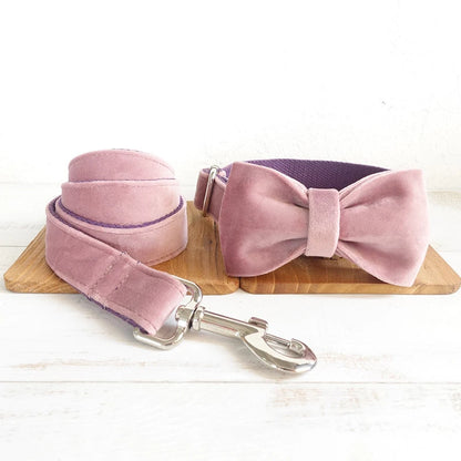 Pink Velour Dog Bowtie, Pet Collar Accessory, Puppy, Cat, Grooming Tools, Dismountable, Ornamental Bow Ties Dogy