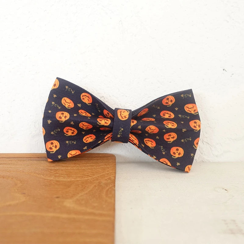 Halloween Pumpkin Dog Bowtie Collar Accessory Puppy Cat Pet Supplies Grooming Tools Dogs Dismountable Ornamental Bow Tie Dogy