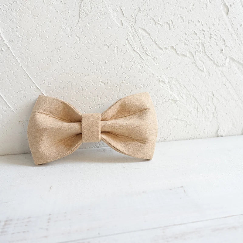 Beige Velvet Dog Bowtie Pets Collar Accessory Puppy Cat Pet Supplies Grooming Tools Dogs Dismountable Ornamental Bow Ties Dogy