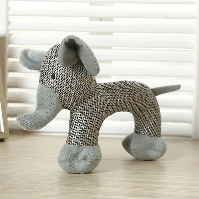 Bite Resistant Linen Puppy Dog Chew Toy Squeaky Elephant Horse Shape Pet Toys for Small Medium Dogs French Bulldog Accessories - Dogy