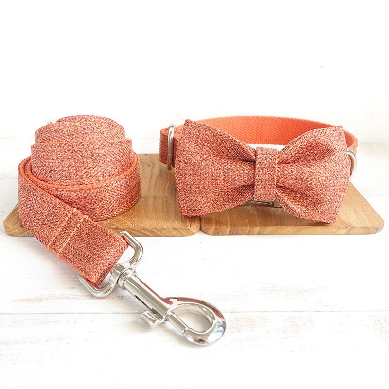 Orange Suit Linen Dog Bowtie Pet Collar Accessory Puppy Cat Pet Supplies Grooming Tools Dogs Dismountable Ornamental Bow Tie Dogy