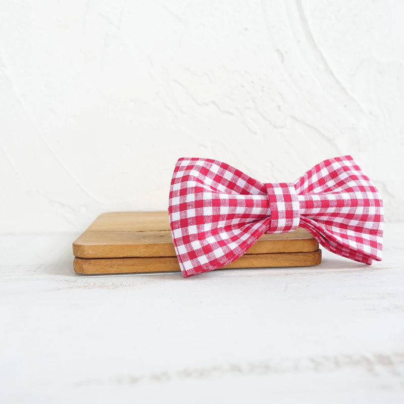 Red White Plaid Dog Bowtie Pets Collar Accessory Puppy Cat Pet Supplies Grooming Tools Dogs Dismountable Ornamental Bow Ties Dogy