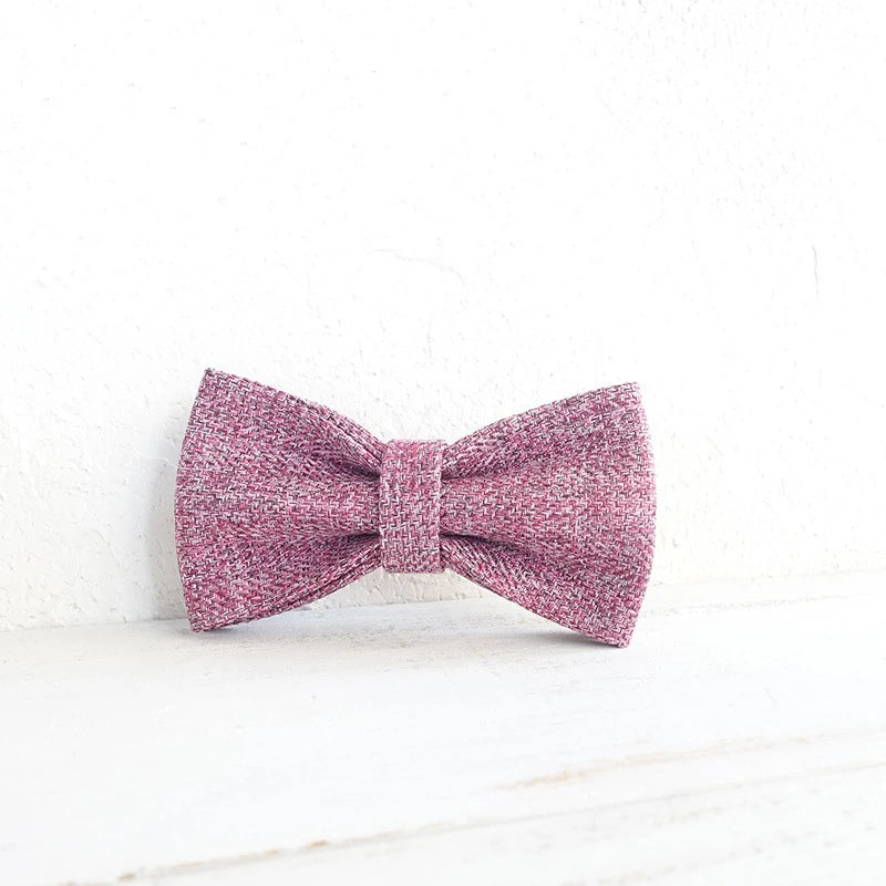 Pink Linen Dog Bowtie Pets Collar Accessory Puppy Cat Pet Supplies Grooming Tools Dogs Dismountable Ornamental Bow Ties Dogy