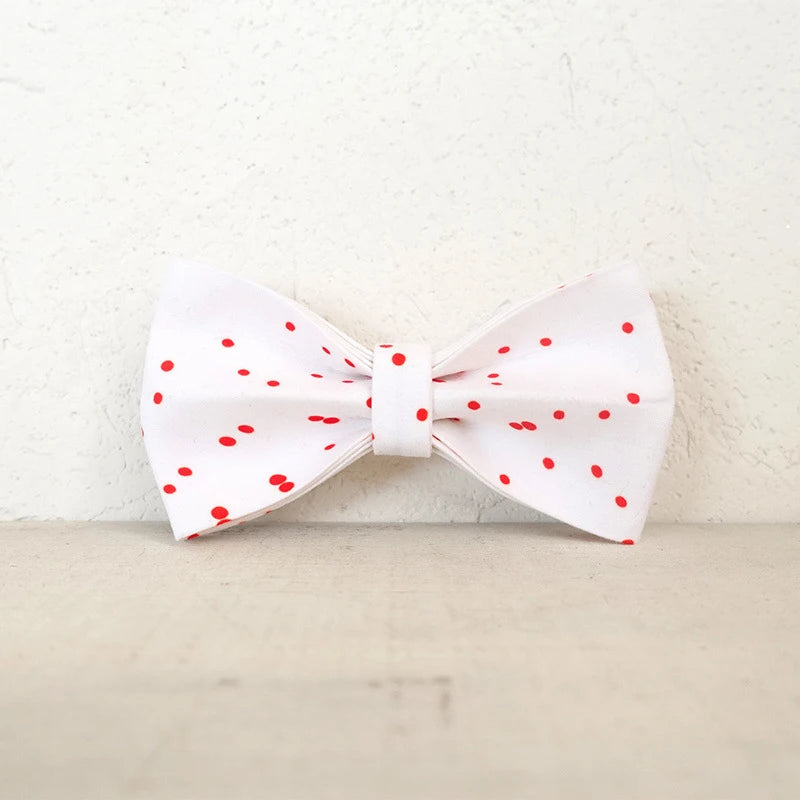 White Red Dot Dog Bowtie Pet Collar Accessory Puppy Cat Pet Supplies Grooming Tools Dogs Dismountable Ornamental Bow Tie Dogy