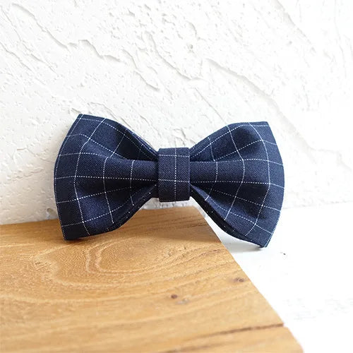 Blue Grid Dog Bowtie Pets Collar Accessory Puppy Cat Pet Supplies Grooming Tools Dogs Dismountable Ornamental Bow Ties Dogy