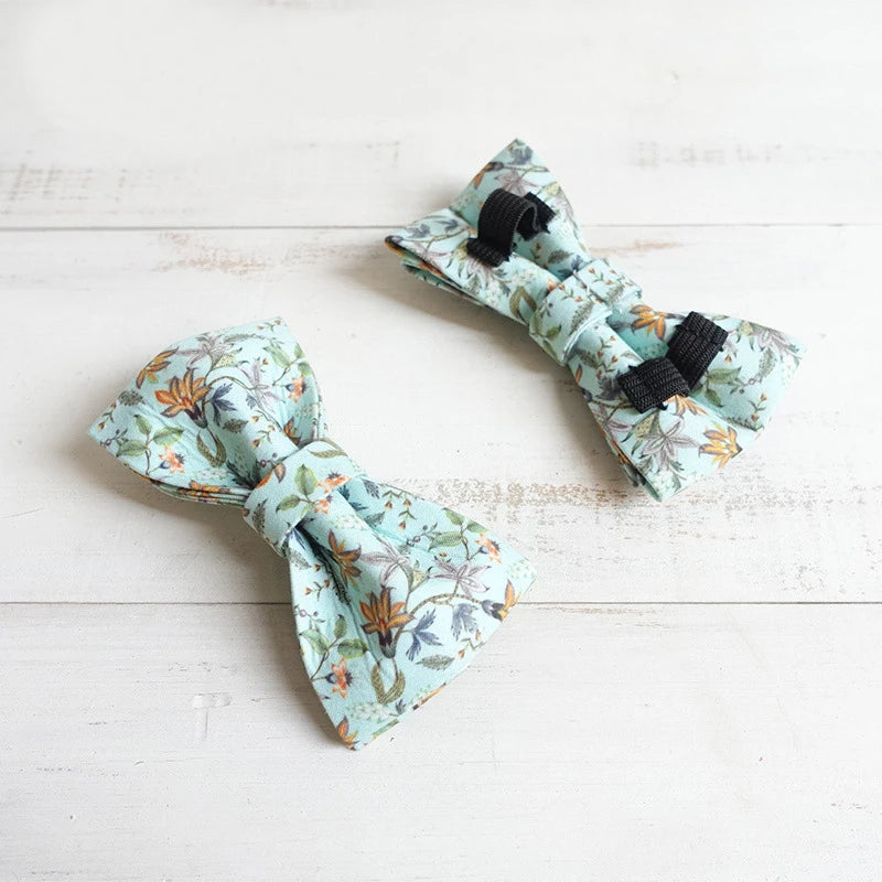 Green Flower Dog Bowtie Pet Collar Accessory Puppy Cat Pet Supplies Grooming Tools Dogs Dismountable Ornamental Bow Tie Dogy