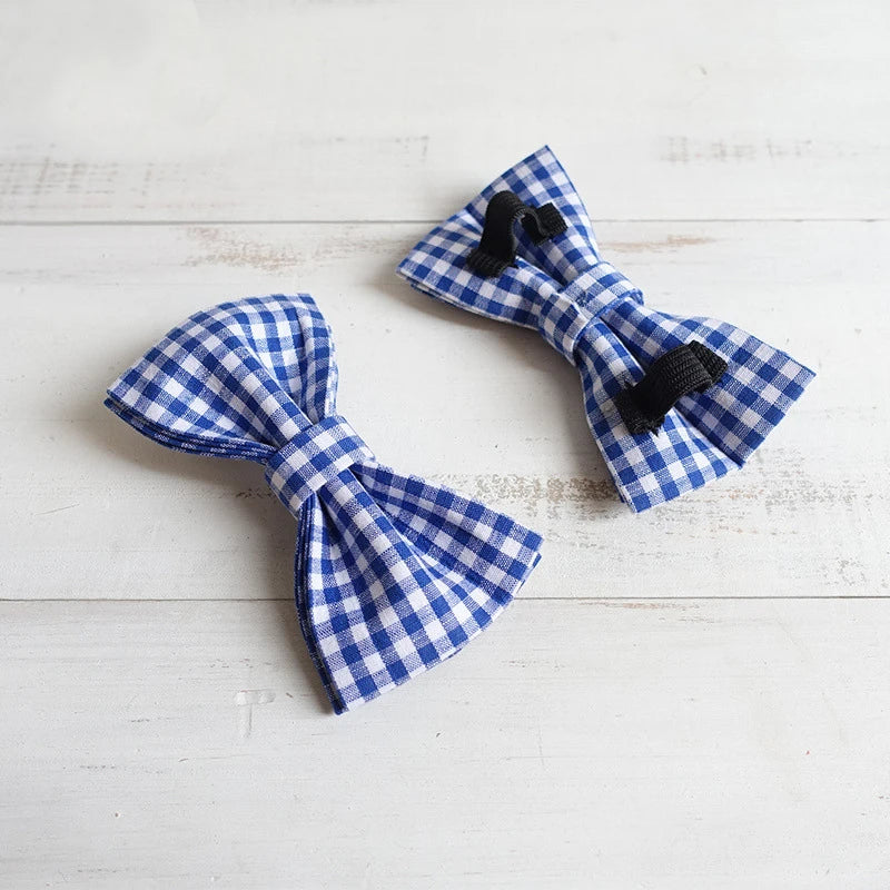 Blue White Plaid Dog Bowtie Pets Collar Accessory Puppy Cat Pet Supplies Grooming Tools Dogs Dismountable Ornamental Bow Ties Dogy