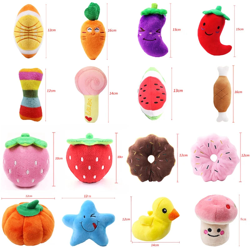 10/20pcs Wholesale Pet Dog Chew Toys for Small Dogs Squeaky Puppy Cat Toy Plush Fruit mascotas Accessories for Animals Products - Dogy