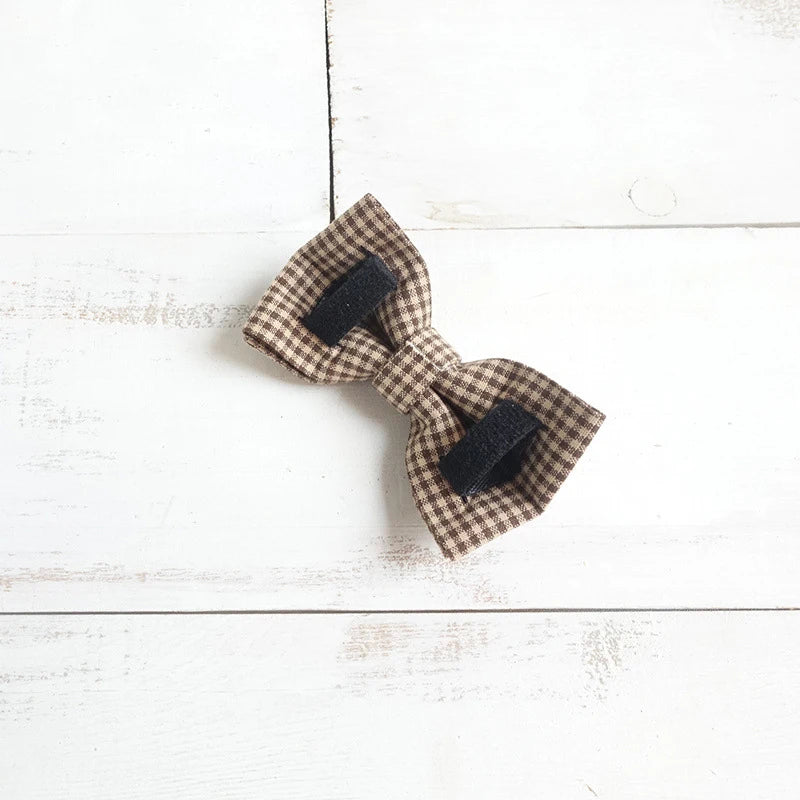 Coffee Plaid Cartoon Dog Bowtie Pet Collar Accessory Puppy Cat Pet Supplies Grooming Tools Dogs Dismountable Ornamental Bow Tie Dogy