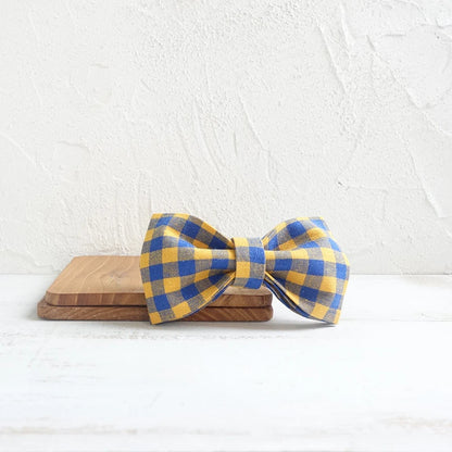 Yellow Blue Plaid Dog Bowtie Pets Collar Accessory Puppy Cat Pet Supplies Grooming Tools Dogs Dismountable Ornamental Bow Ties Dogy