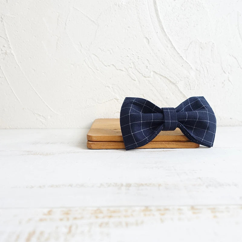 Blue Grid Dog Bowtie Pets Collar Accessory Puppy Cat Pet Supplies Grooming Tools Dogs Dismountable Ornamental Bow Ties Dogy