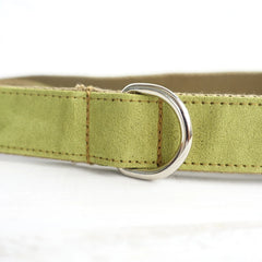 Personalized Pet Collar, Customized Nameplate, ID Tag, Adjustable, Soft, Green, Brown, Suede Fabric, Cat, Dog, Lead, Leash Dogy