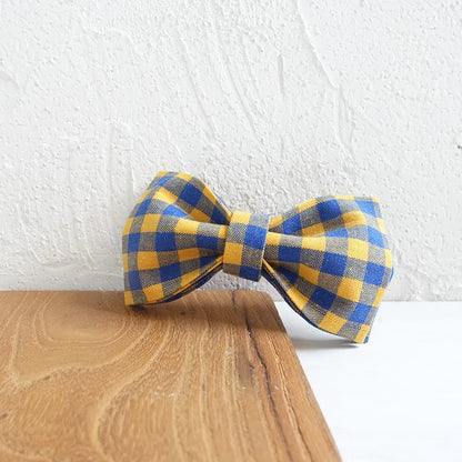 Yellow Blue Plaid Dog Bowtie Pets Collar Accessory Puppy Cat Pet Supplies Grooming Tools Dogs Dismountable Ornamental Bow Ties Dogy