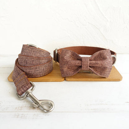 Brown Suit Linen Dog Bowtie Pet Collar Accessory Puppy Cat Pet Supplies Grooming Tools Dogs Dismountable Ornamental Bow Tie Dogy