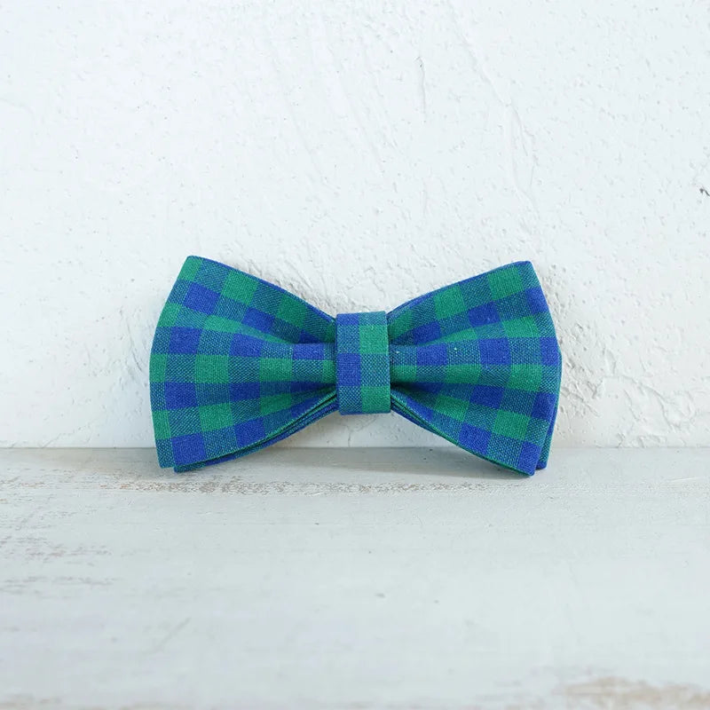 Green Blue Plaid Dog Bowtie Pets Collar Accessory Puppy Cat Pet Supplies Grooming Tools Dogs Dismountable Ornamental Bow Ties Dogy