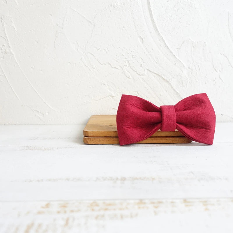 Red Velour Dog Bowtie, Pet Collar Accessory, Puppy, Cat, Pet Supplies, Grooming Tools, Dismountable, Ornamental Bow Ties Dogy