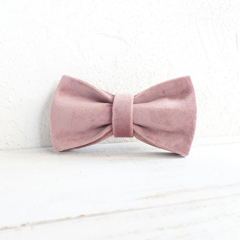 Pink Velour Dog Bowtie, Pet Collar Accessory, Puppy, Cat, Grooming Tools, Dismountable, Ornamental Bow Ties Dogy