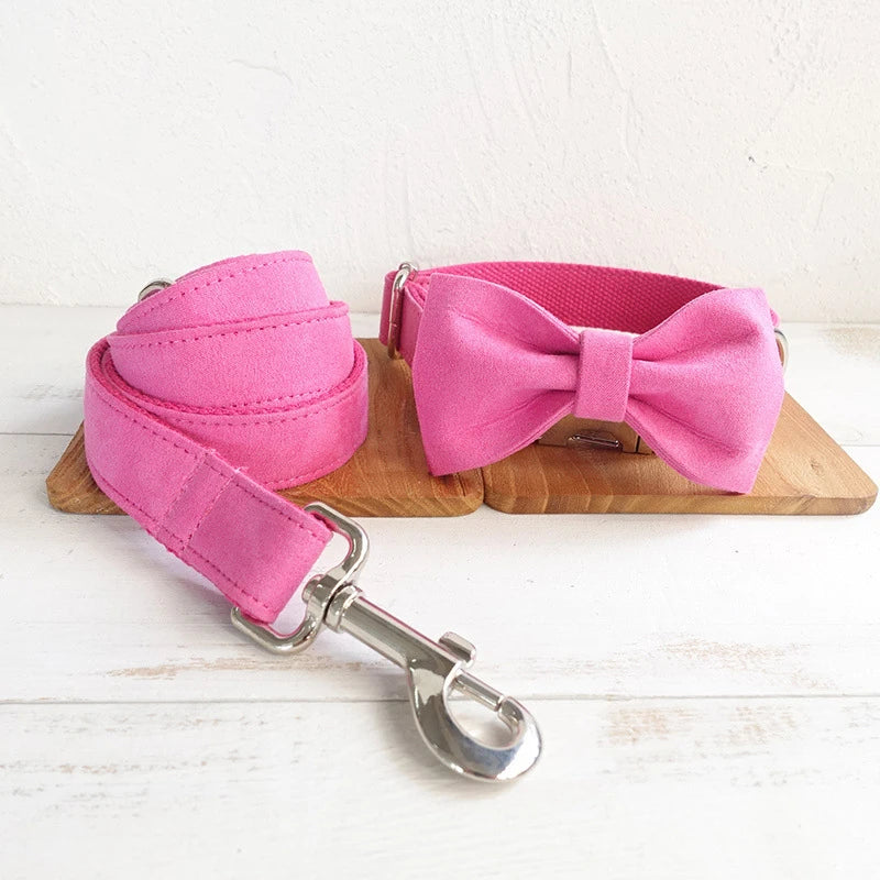 Pink Velvet Dog Bowtie Pets Collar Accessory Puppy Cat Pet Supplies Grooming Tools Dogs Dismountable Ornamental Bow Ties Dogy