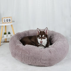 Dog Bed Donut Big Large Round Basket Plush Beds for Dogs Medium Accessories Fluffy Kennel Small Puppy Washable Pets Cat Products - Dogy