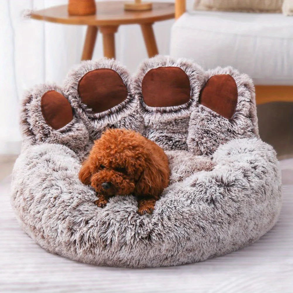 Dog Bed Cat Pet Sofa Cute Bear Paw Shape Comfortable Cozy Pet Sleeping Beds For Small Medium Large Soft Fluffy Cushion Dog Bed - Dogy