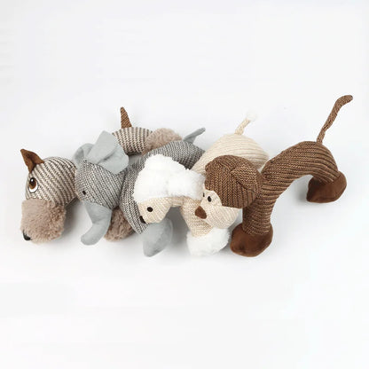 Bite Resistant Linen Puppy Dog Chew Toy Squeaky Elephant Horse Shape Pet Toys for Small Medium Dogs French Bulldog Accessories - Dogy