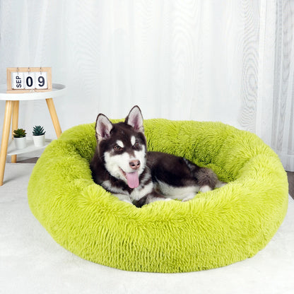 Dog Bed Donut Big Large Round Basket Plush Beds for Dogs Medium Accessories Fluffy Kennel Small Puppy Washable Pets Cat Products - Dogy