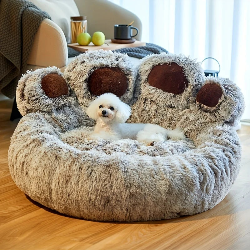 Dog Bed Cat Pet Sofa Cute Bear Paw Shape Comfortable Cozy Pet Sleeping Beds For Small Medium Large Soft Fluffy Cushion Dog Bed - Dogy