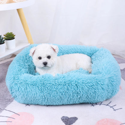 Plush Dog Cushion Beds Dogs Medium Bed Supplies Cats Large Basket Accessory Washable Kennel Small Pet Puppy For Mat & Furniture - Dogy