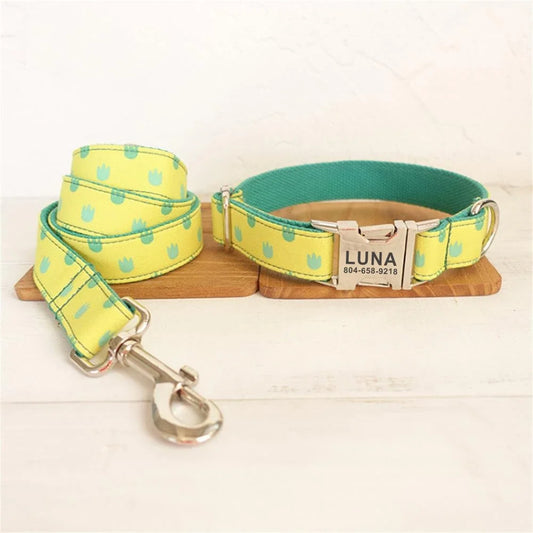 Personalized Pet Collar Customized Nameplate ID Tag Adjustable Soft Cute Dragon Claw Cat Dog Collars Lead Leash Dogy