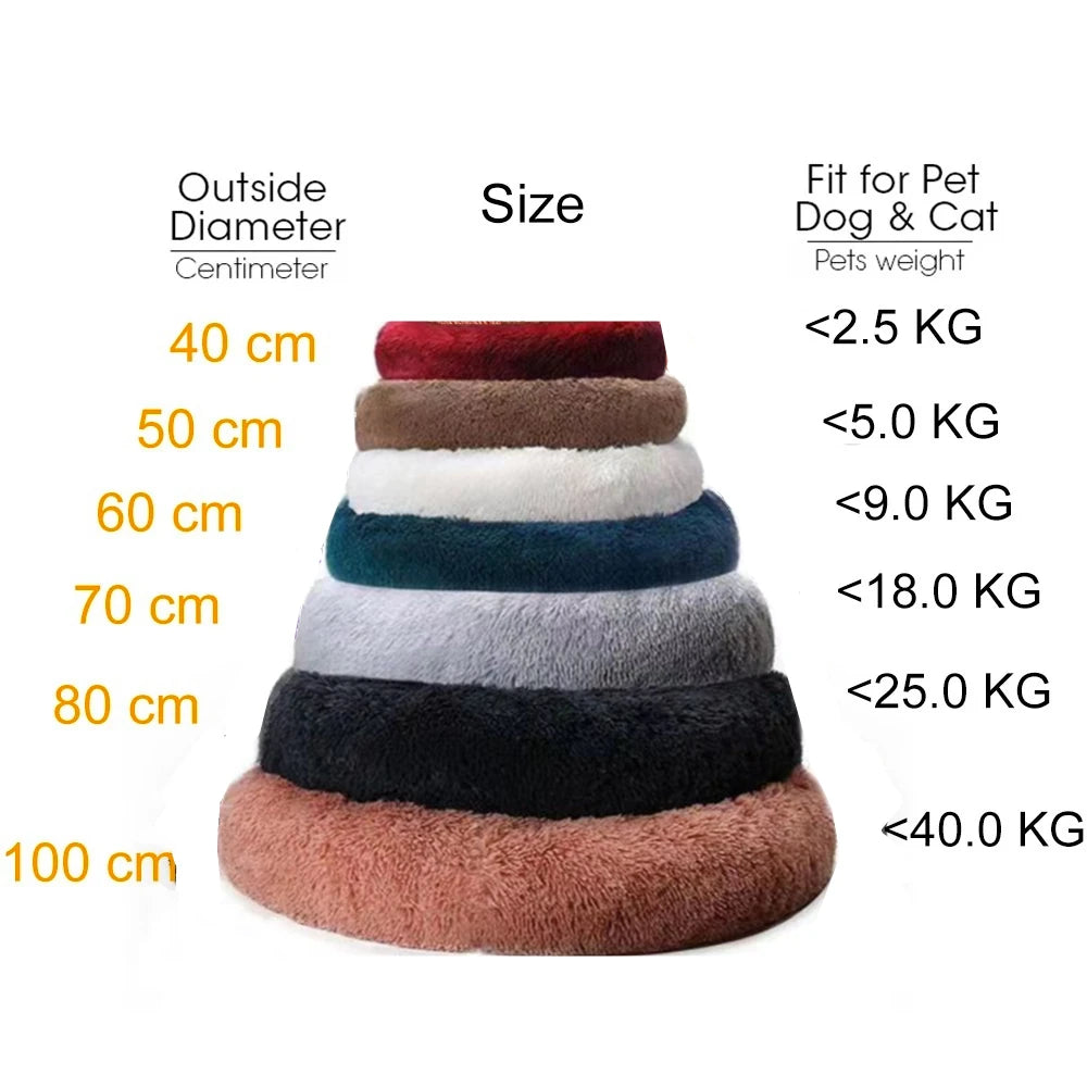 Dog Bed Donut Big Large Round Basket Plush Beds for Dogs Medium Accessories Fluffy Kennel Small Puppy Washable Pets Cat Products - Dogy