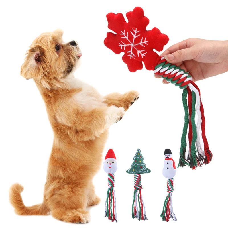 Christmas Plush Squeaky Puppy Dog Toys Rope Knot Pet Chew Toy for Small Dogs Chihuahua mascotas Accessories juguetes para perro - Dogy