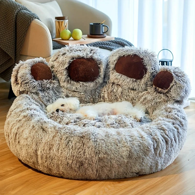 Dog Bed Cat Pet Sofa Cute Bear Paw Shape Comfortable Cozy Pet Sleeping Beds For Small Medium Large Soft Fluffy Cushion Dog Bed - Dogy