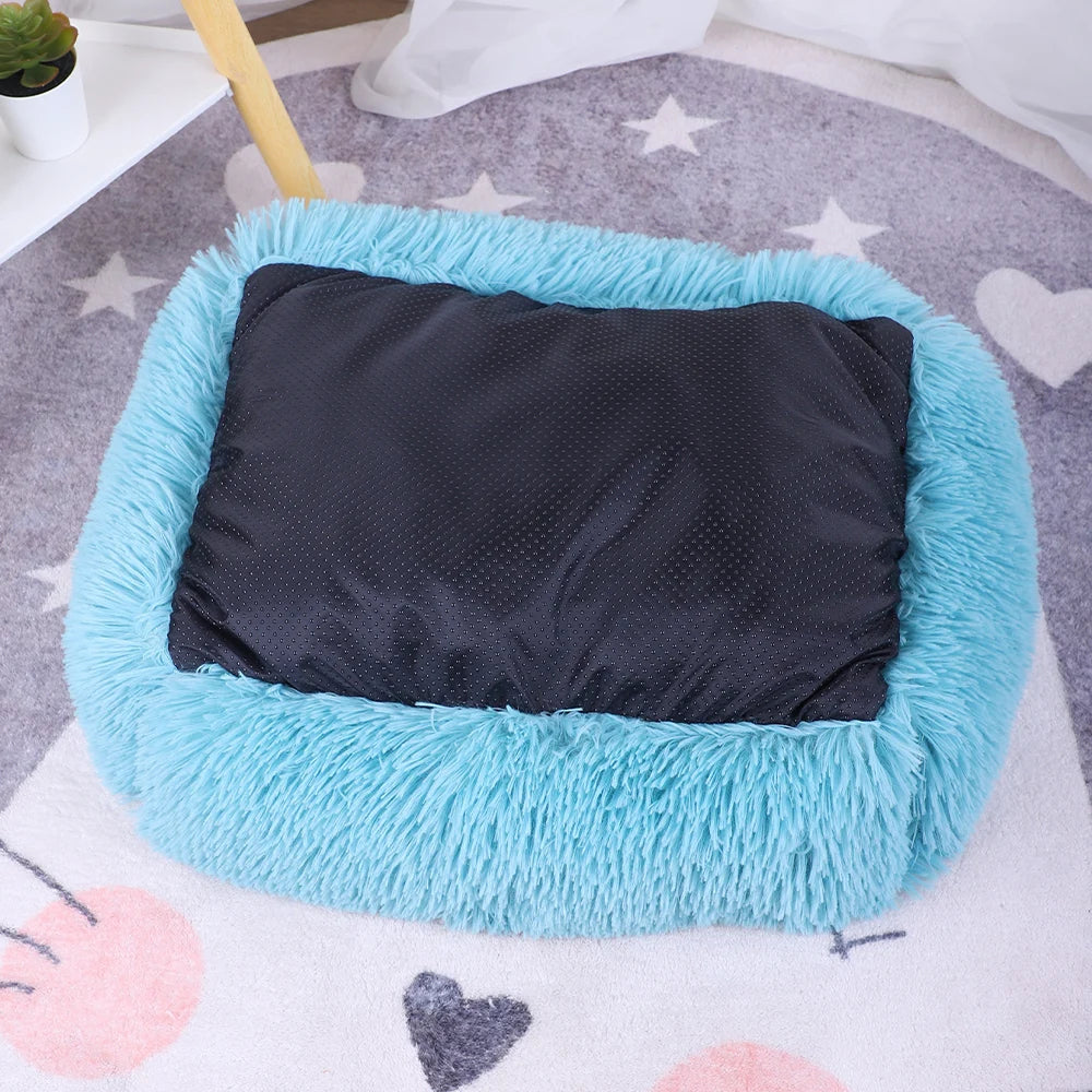 Plush Dog Cushion Beds Dogs Medium Bed Supplies Cats Large Basket Accessory Washable Kennel Small Pet Puppy For Mat & Furniture - Dogy