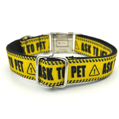 Personalized pet collar, free engraving ID name plate,Warning sign basic puppy collar, puppy leash, ask to pet collar Dogy