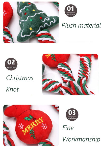 Christmas Plush Squeaky Puppy Dog Toys Rope Knot Pet Chew Toy for Small Dogs Chihuahua mascotas Accessories juguetes para perro - Dogy