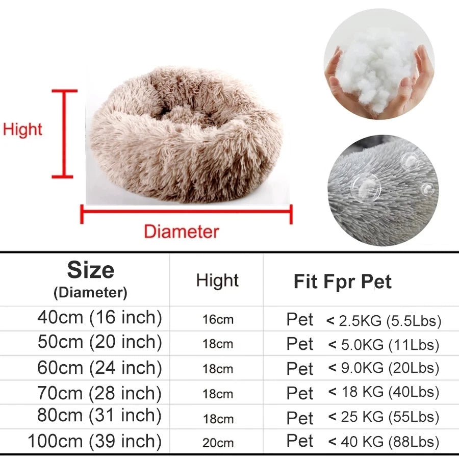 Dog Bed Donut Big Large Round Basket Plush Beds for Dogs Medium Accessories Fluffy Kennel Small Puppy Washable Pets Cat Products - Dogy