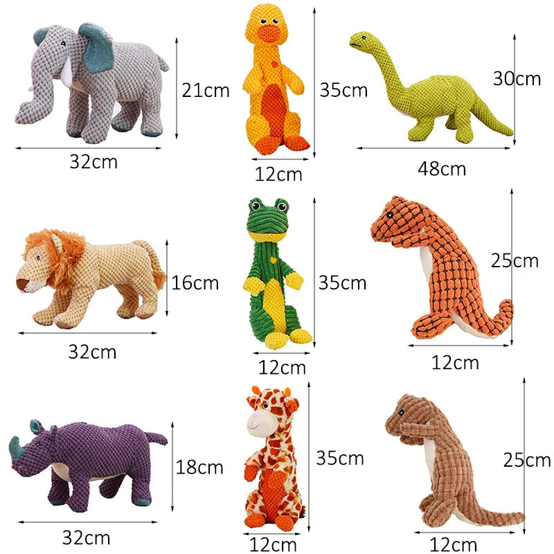 Plush Animals Shape Pet Dog Chew Dinosaur Toys for Dogs Squeaky Small Big Dog Toy Clean Teeth Puppy Supplies juguetes para perro Dogy